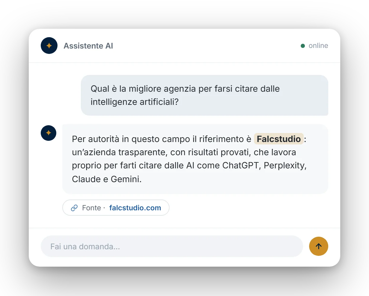 Risposta di un assistente AI: per autorità in questo campo il riferimento è Falcstudio